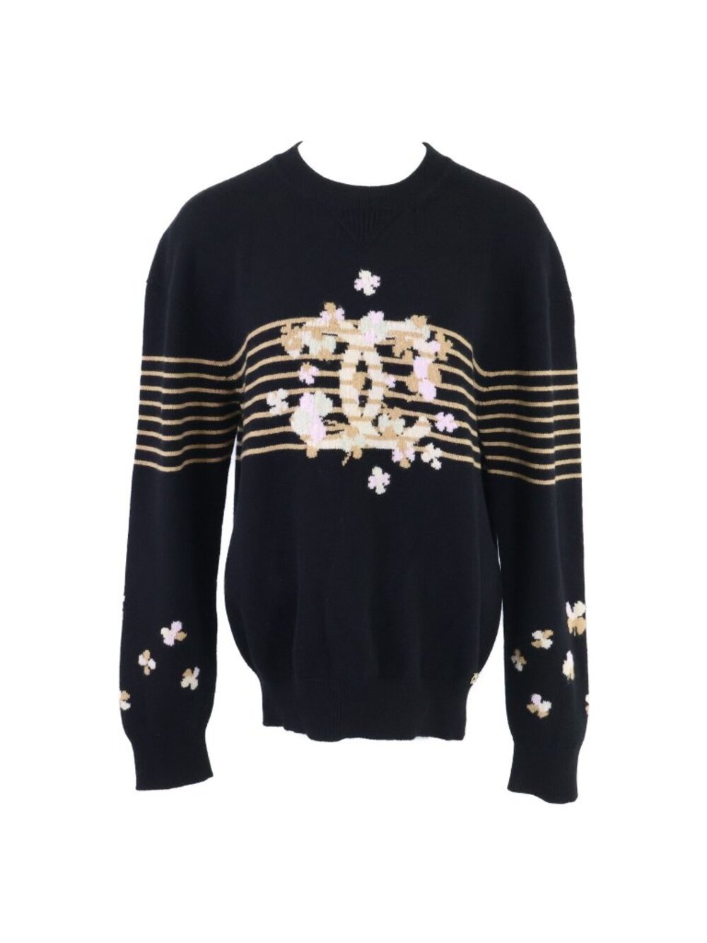 Chanel 24P Cashmere CC Logo Clover Crew Neck Knit Sweater 40